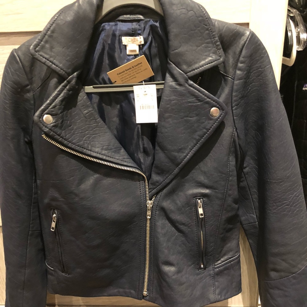 J Crew Leather jacket, blue, Size S